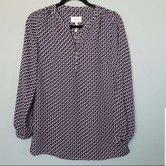 Laundry Shelli Segal Office Geometric roll tab sleeves blouse XS - Picture 1 of 8